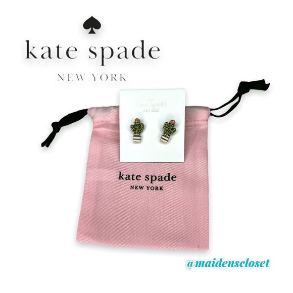 Kate Spade Scenic Route Pave Cactus Stud Earrings with Pearl Backing - Picture 2 of 8